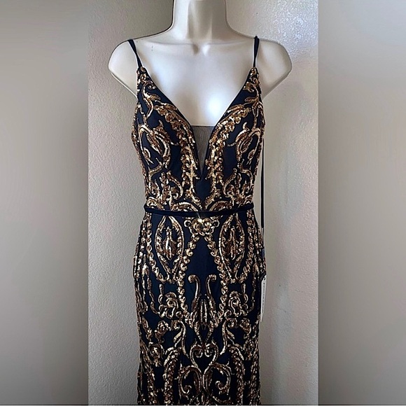 Brand new Narianna Black and gold sequin Quinceanera Prom Formal ballgown - Picture 5 of 11